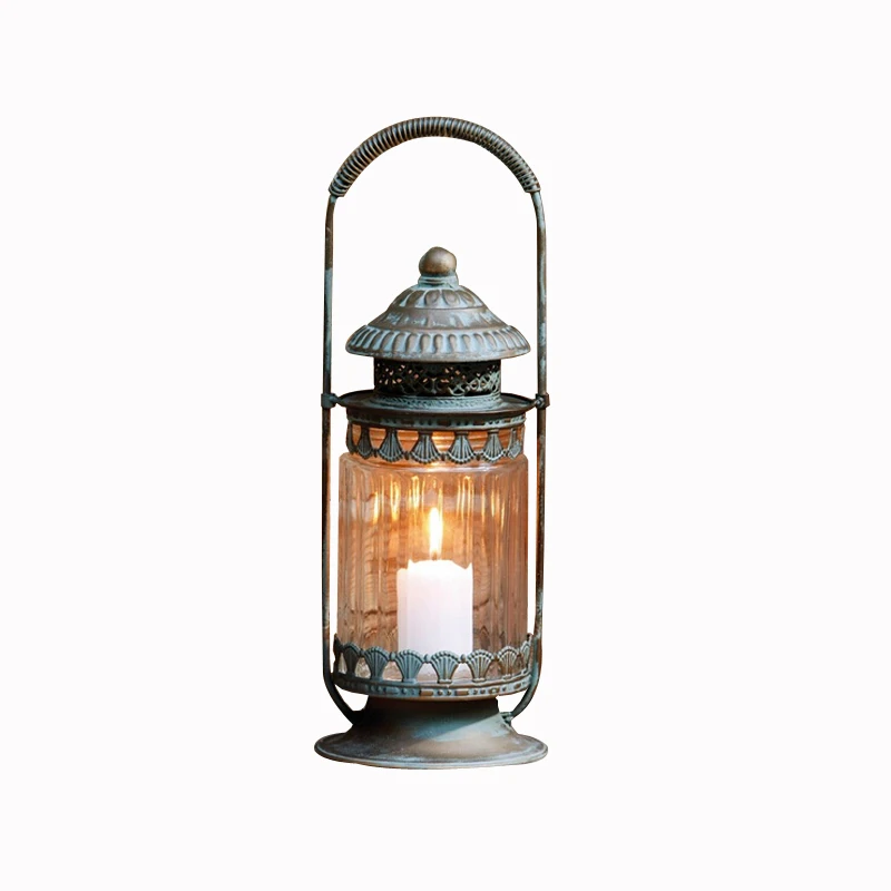 

Industrial Lantern Candle Holder Windproof Clear Metal Vintage Candle Holder Nordic European Decoracion Hogar Home Decor DE50ZT