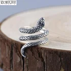 100% Серебро 925 пробы, кольцо в виде змеи, настоящее винтажное 925 пробы кольцо, Женское кольцо из чистого серебра