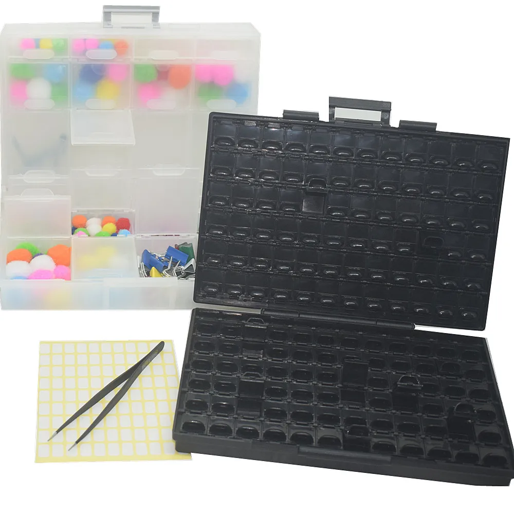 2pcs AideTek BOXALL24+BOXALL144AS Empty boxes enclosure SMD SMT parts compartments Lids Beads Craft Organizer