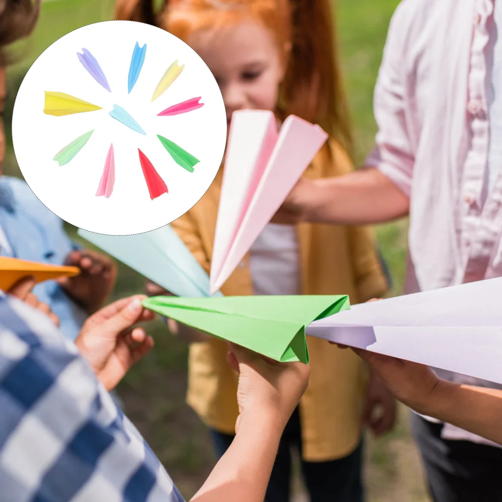 

100Pcs Plane Origami Colored Paper Plane Toys Decorative Origami Paper Plaything