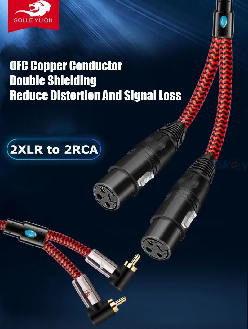 2 x RCA Male to Dual XLR Female Jack Audio Cable for Mixer Console Amplifiers Speaker Home Theater System Shielded Cords | Электроника