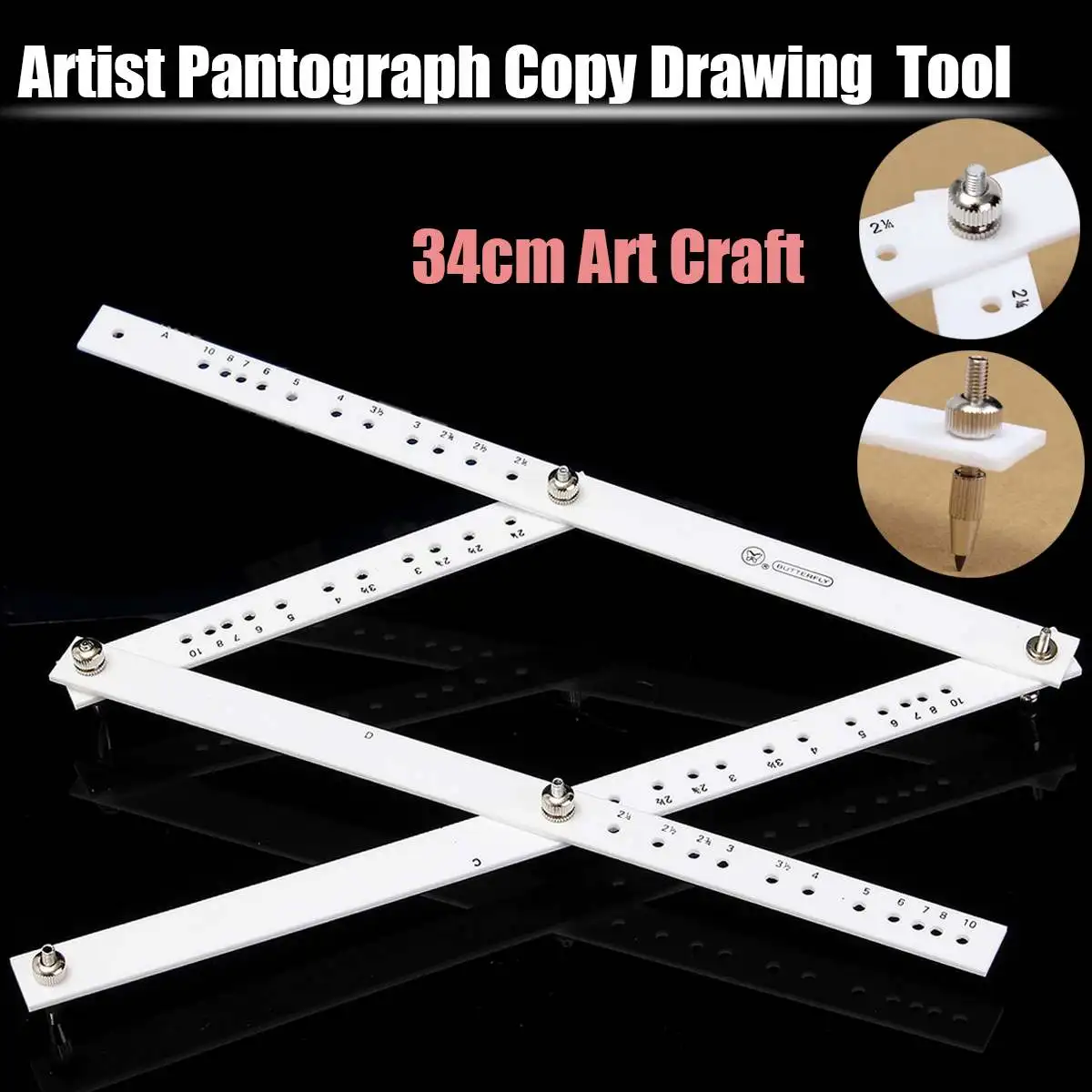 

34cm Scale Copy Drawing Ruler Artist Pantograph Folding Ruler Reducer Enlarger Tool Art Craft For Office School Supplies