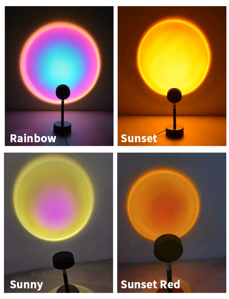 

LEDGLE Sunset Projector Atmospher Night Lamp USB LED Rainbow Projector Light For Cafe Home Background Wall Decoration Table Lamp