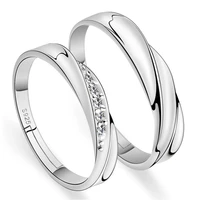 weddings couple rings a pair love silver color crystal engagement ring jewelry for men and women