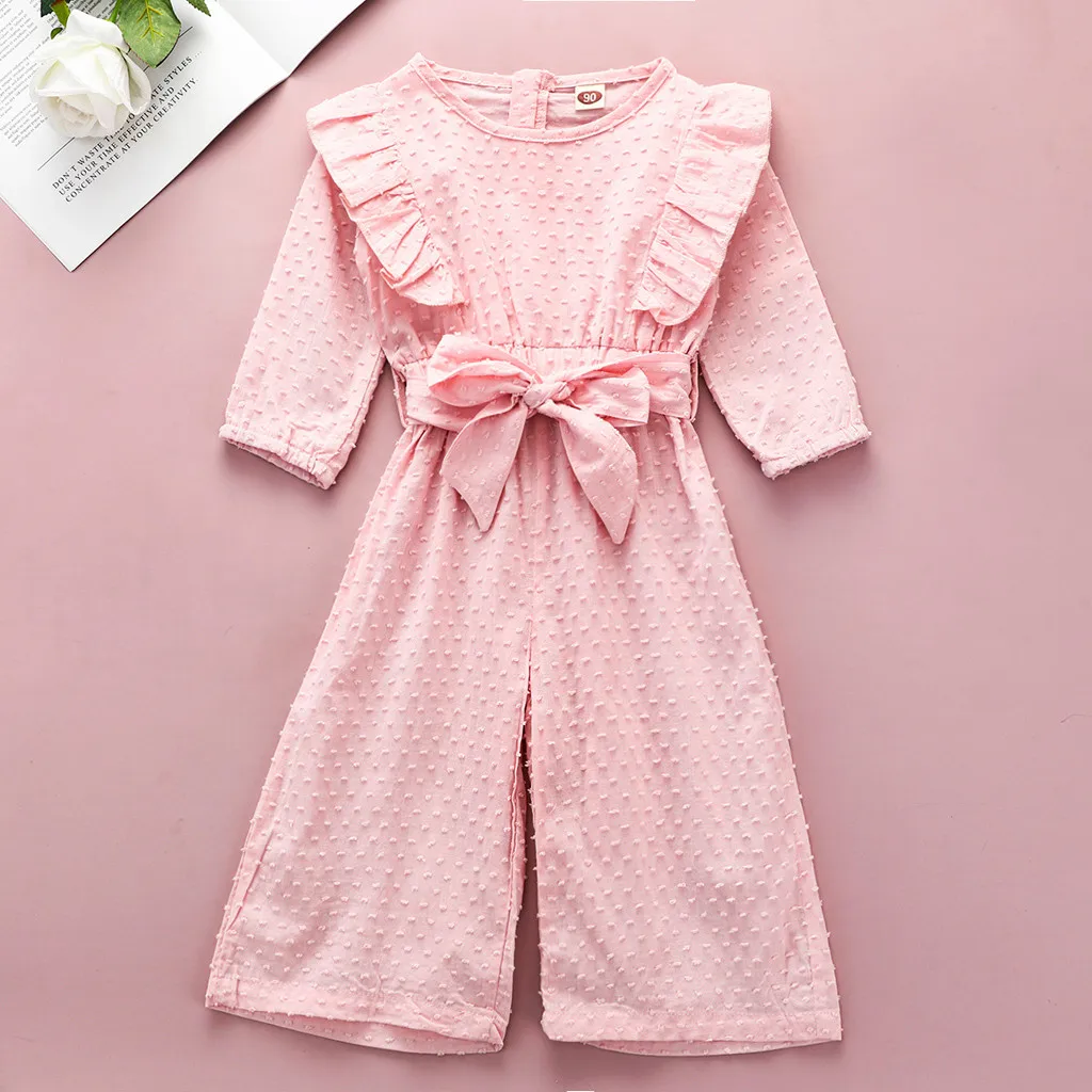 Детская одежда для девочек комбинезон с длинными рукавами и рюшами маленьких