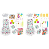 kids cooking sets kids chef role play toys includes apron chef hat utensils cake cutter silicone cupcake molds toddlers bakin