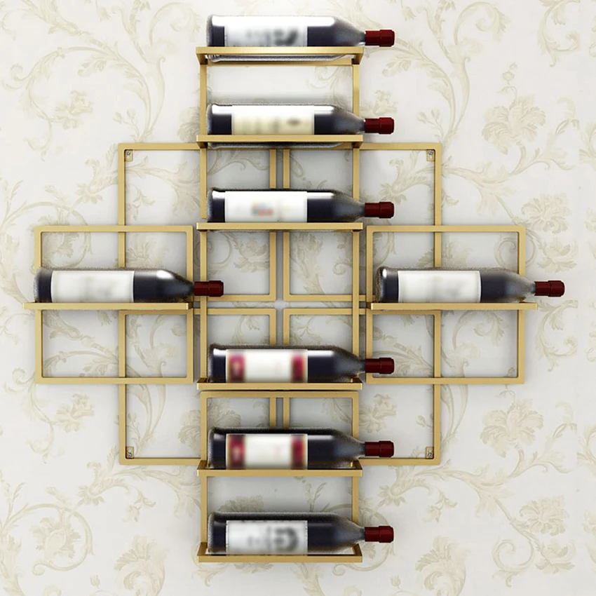 

8 Bottles Modern Simple Wall-Mounted Wine Rack Creative Hanging Wine Bottle Holder Rack Hanger Storage Organizer Display Shelf