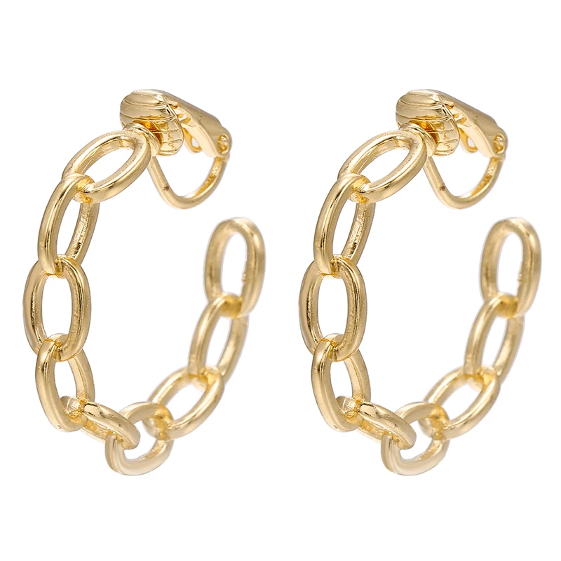Трендовые ретро панк золотые цепи не Пирсинг обруч клип серьги для женщин