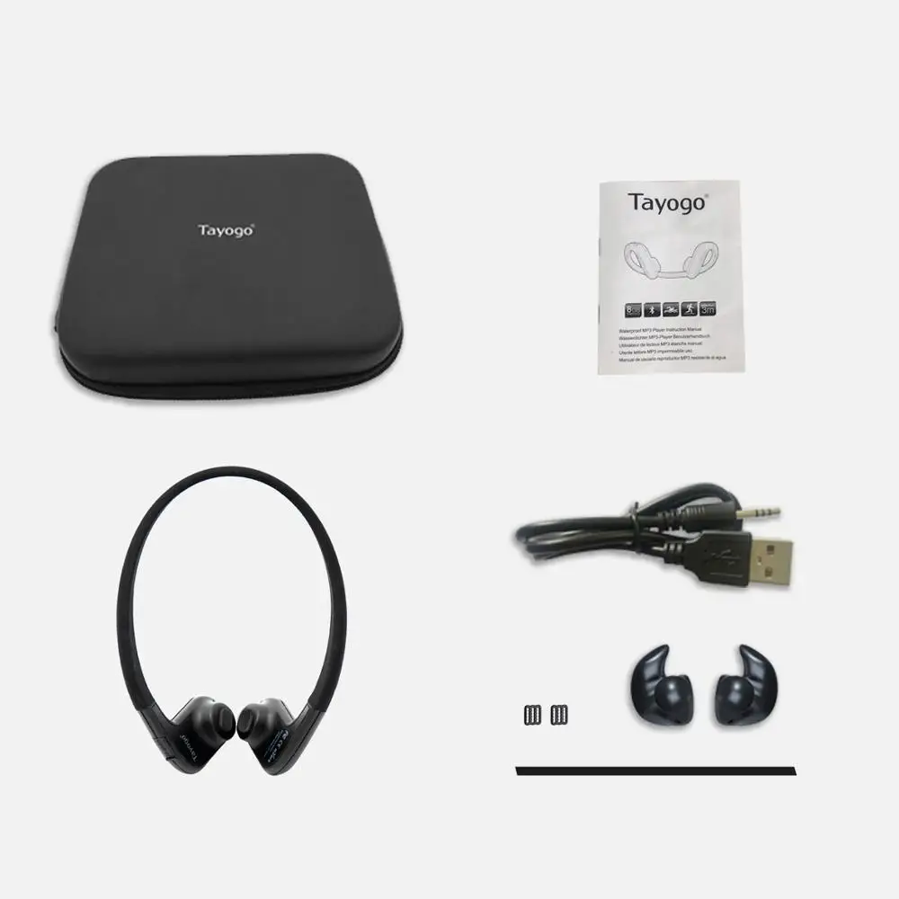 Tayogo W01 водонепроницаемые наушники с костной проводимостью 8 Гб MP3 плеер для плавания с fm-радио IPX8 спортивные наушники для дайвинга Runing
