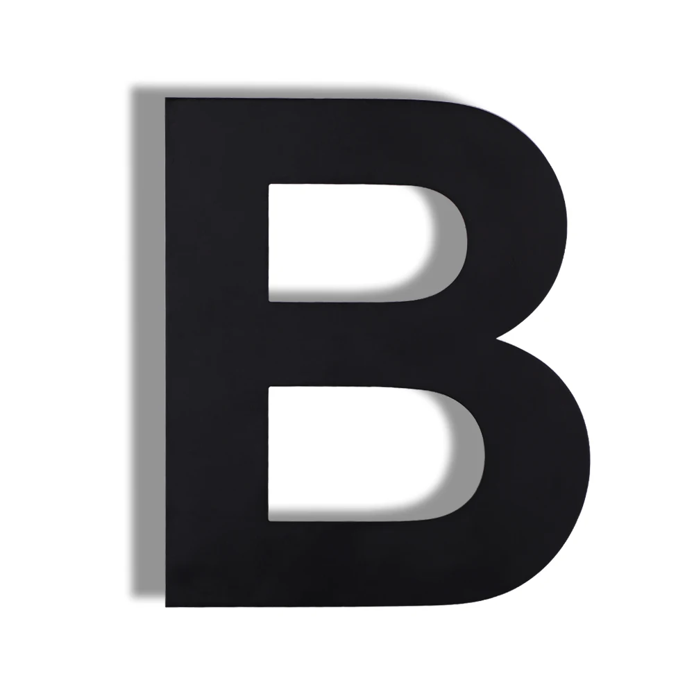 Letter B 6 дюймов плавучий дом номера дверная табличка, Нержавеющая сталь 18-8 матового черного цвета - Цвет: Letter B