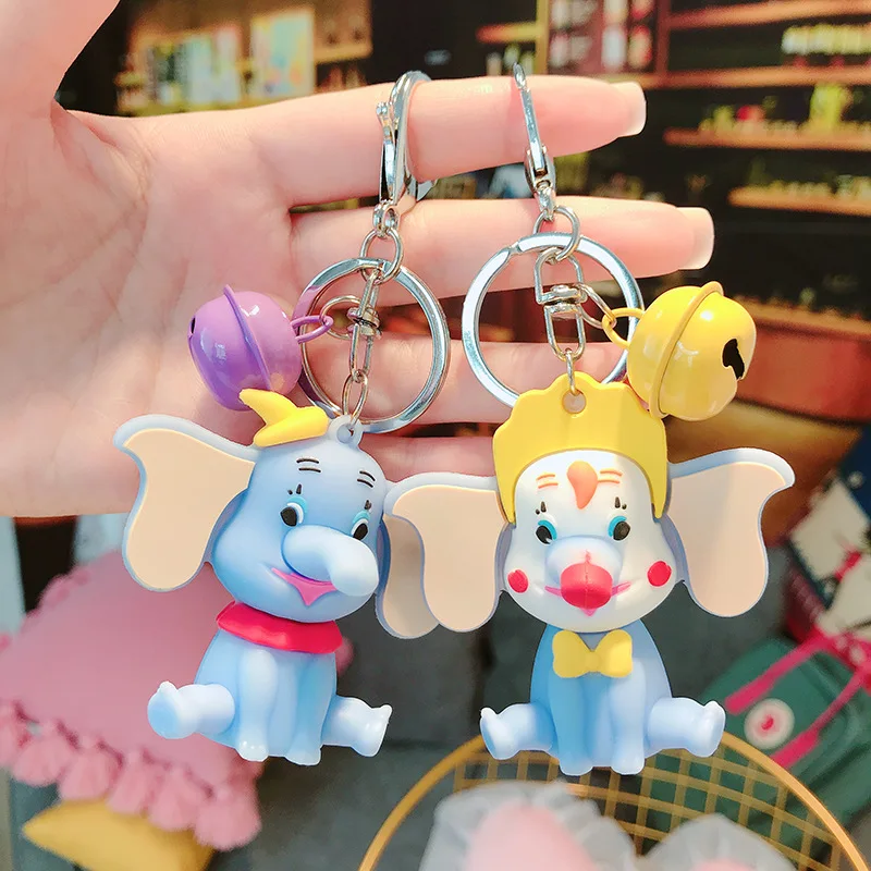 LOVELY CARTOON GLUE DUMBO FIGURINE KEYCHAIN KOREAN VERSION STYLE FEMALE CREATIVE DIY MANUAL GIFT COUPLES ORNAMENTS ON - Прикольный брелок с фигуркой Дамбо в стиле корейской версии для женщин, креативный подарок для пары или орнамент для декора.