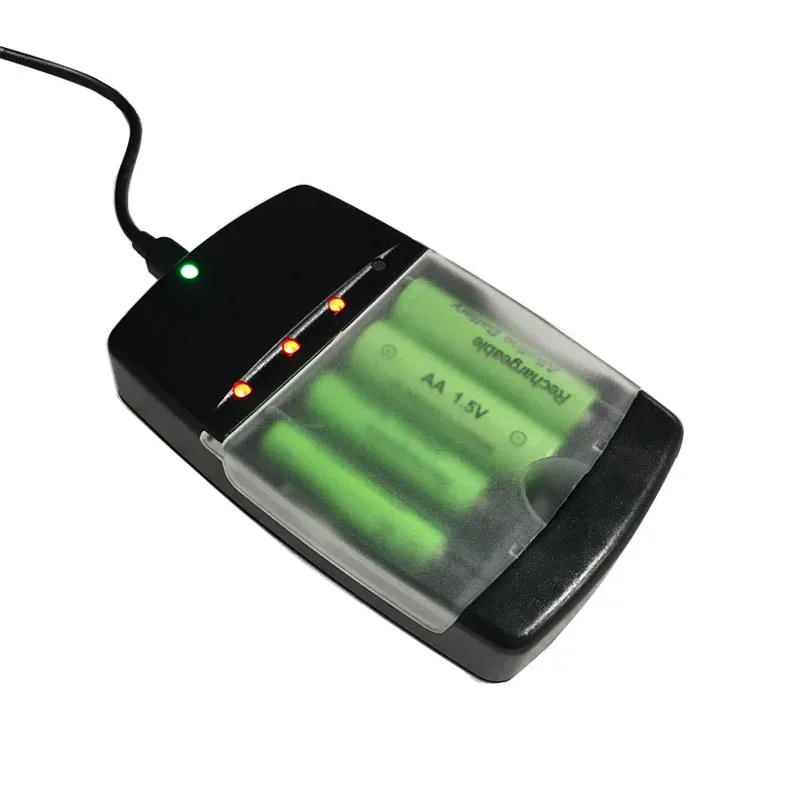 4 слота смарт зарядное устройство щелочной Батарея Зарядное с Светодиодный
