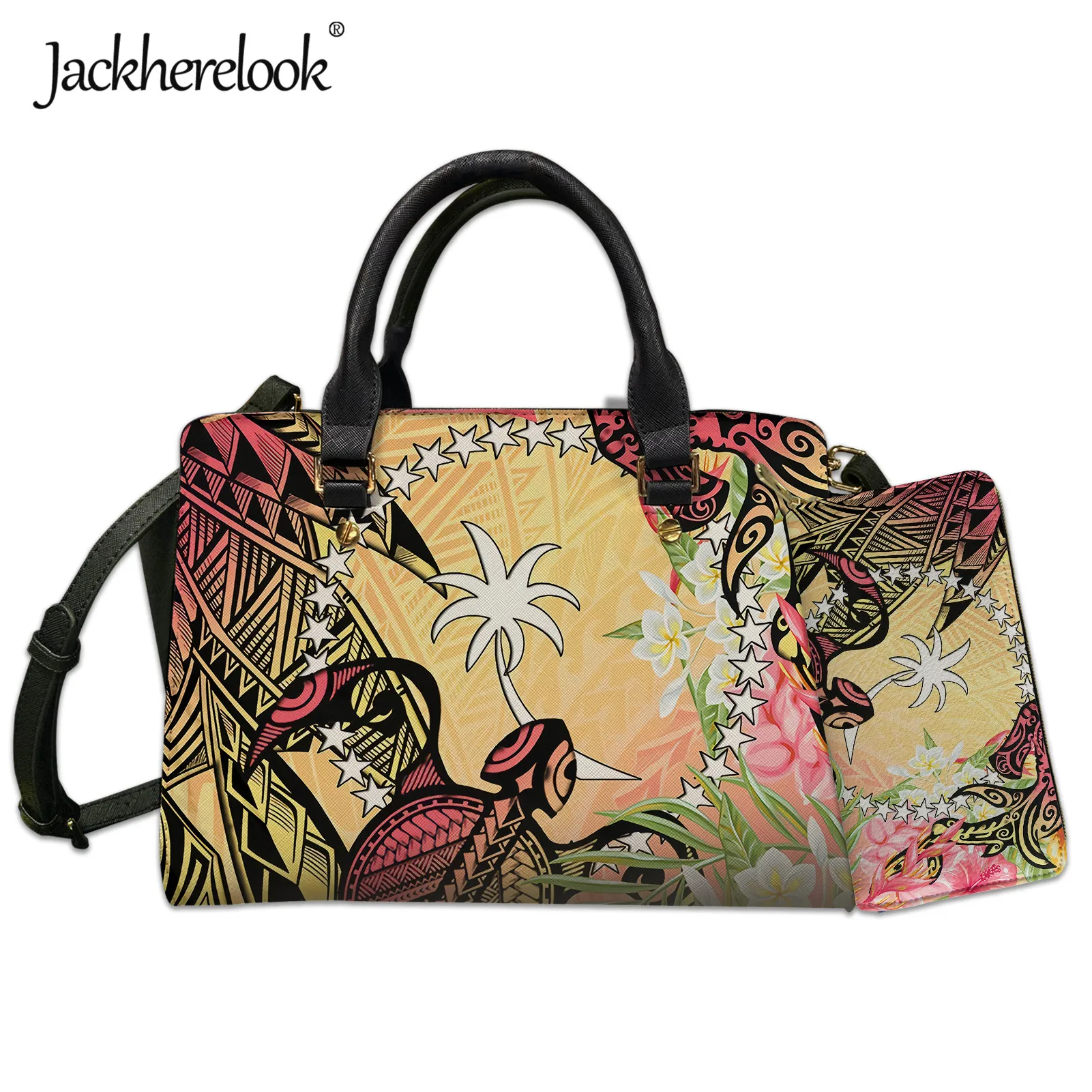 

Jackherelook Chuuk Sea Turtle Polynesian Design Women Bag Female Crossbody Bag Card Holder Wallet Set Luxury PU Leather Handbag