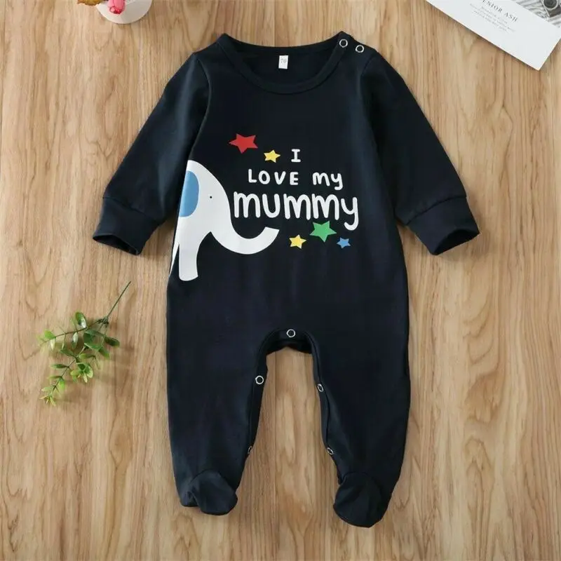 Комбинезоны с надписью I love my Mommy/Daddy и длинными рукавами для новорожденных
