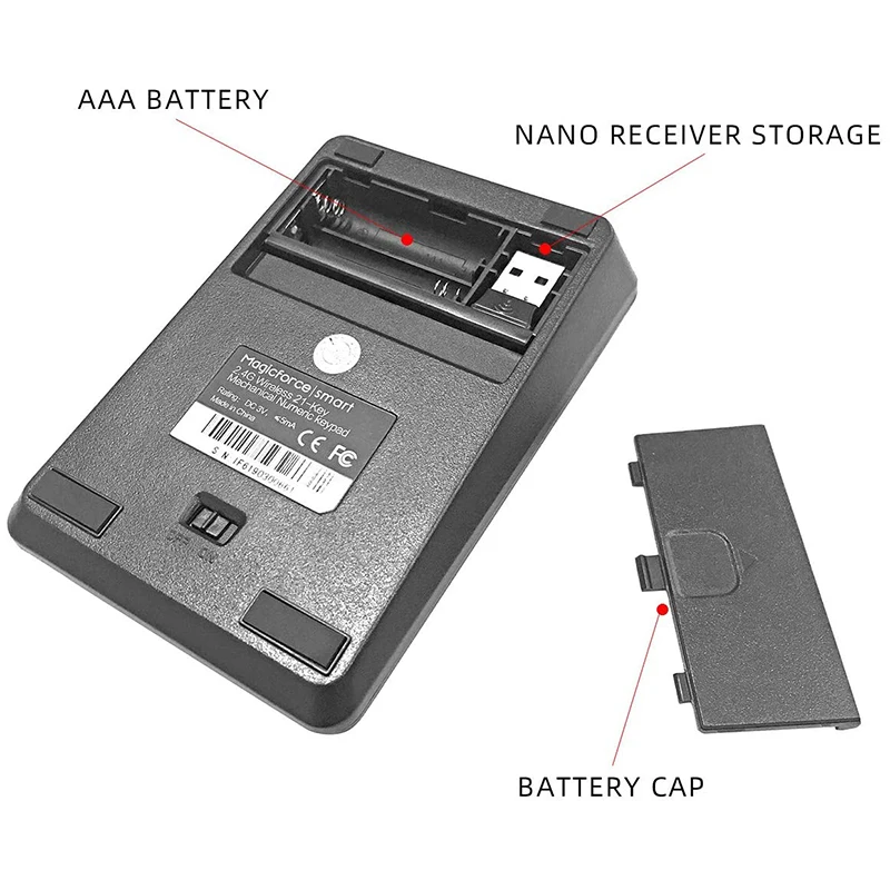 

2.4G Wireless Mechanical Numeric Keypad Blue Switch Gaming Keypad 21 Keys Portable Keypad Extended Layout Black