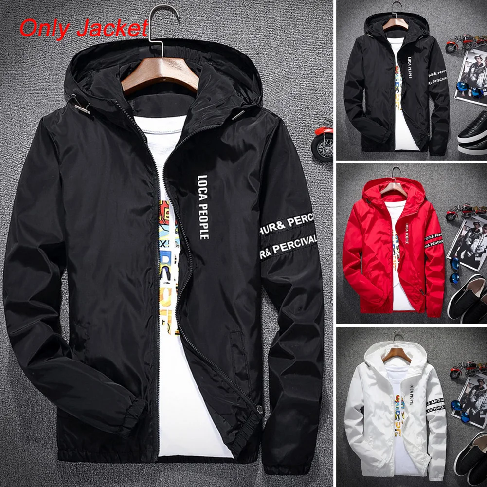 

Men Outwear Hooded Windbreaker Slim Fit Long Sleeve Spring Autumn Fabala Trendy