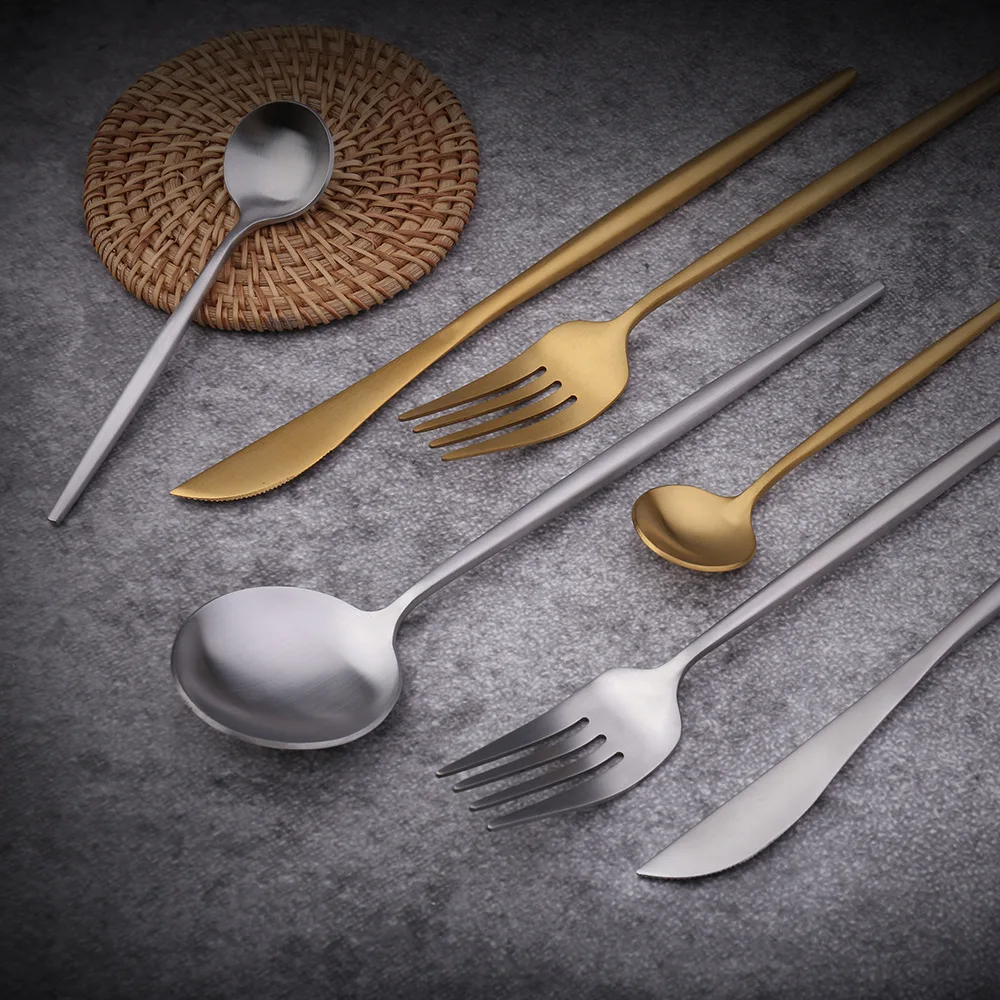 Набор золотых столовых приборов из нержавеющей стали нож для стейка столовая