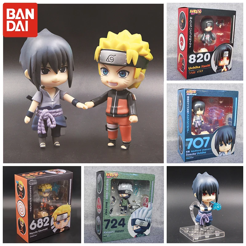 

Bandai Anime Naruto Uchiha Sasuke Action Figure Doll PVC Kakashi Itachi Action Figures Collectible Q Version Model Toy Gift