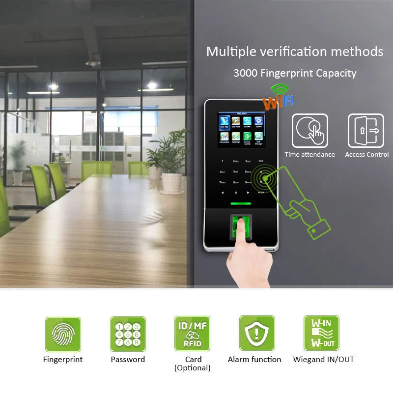 Биометрический контроль доступа по отпечатку пальца F22 с кардридером MF F28 времени