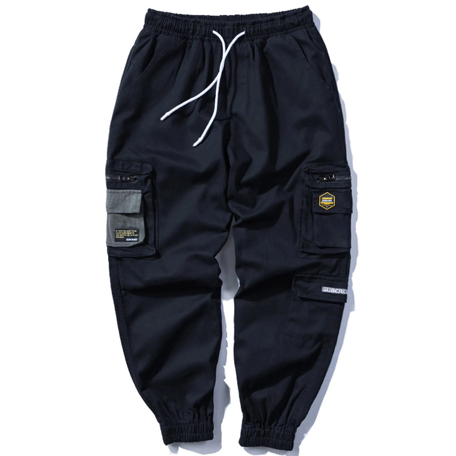 Уличная грузов Штаны мужские с молнией в мозаичном стиле несколькими карманами