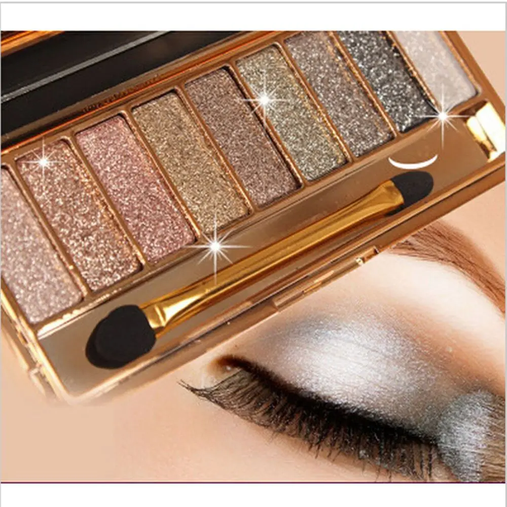 

9 Colors Flash Glitter Make Up Set Eyeshadow Palette Women Diamond Bright Shining Colorful Makeup Eye Shadow With Brush