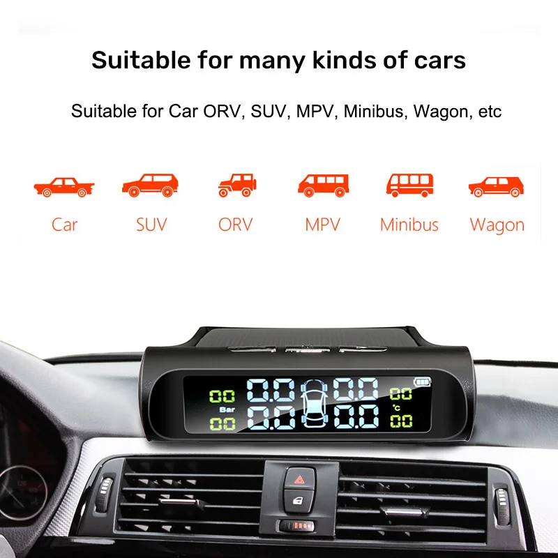 E-ACE K01/K02 TPMS автомобильная система контроля давления в шинах охранная сигнализация s давление в шинах цифровой дисплей Солнечная энергия