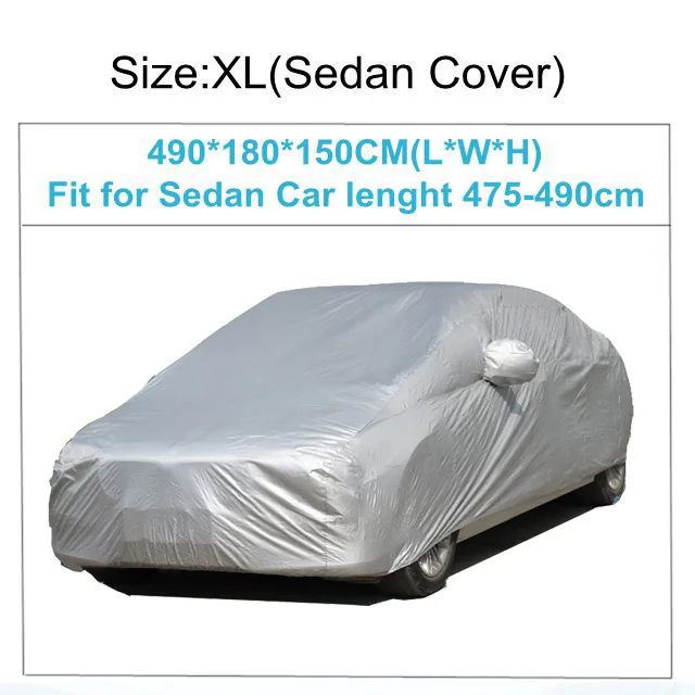 XL-490x180x150cm Универсальные водонепроницаемые полностью автомобильные Чехлы, защита от солнца УФ, защита от пыли, дождя, снега, льда, защита для Sedan S/M/L/XL/XXL - Название цвета: XL-490x180x150cm