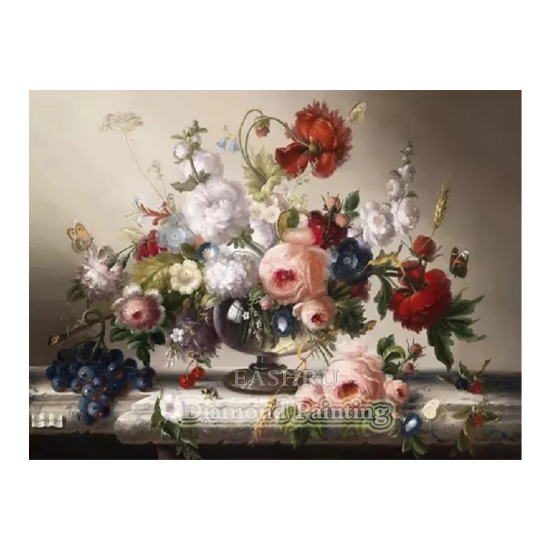 EASHRU Цветочная ваза с пионами 5D сделай сам алмазная живопись вышивка крестиком