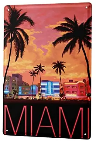 

Tin Sign Home Decor Plaques City Miami