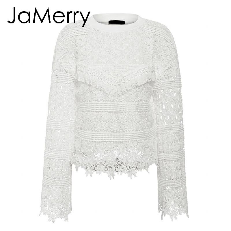 JaMerry/винтажная белая женская блузка с вышивкой и кисточками рубашка длинными