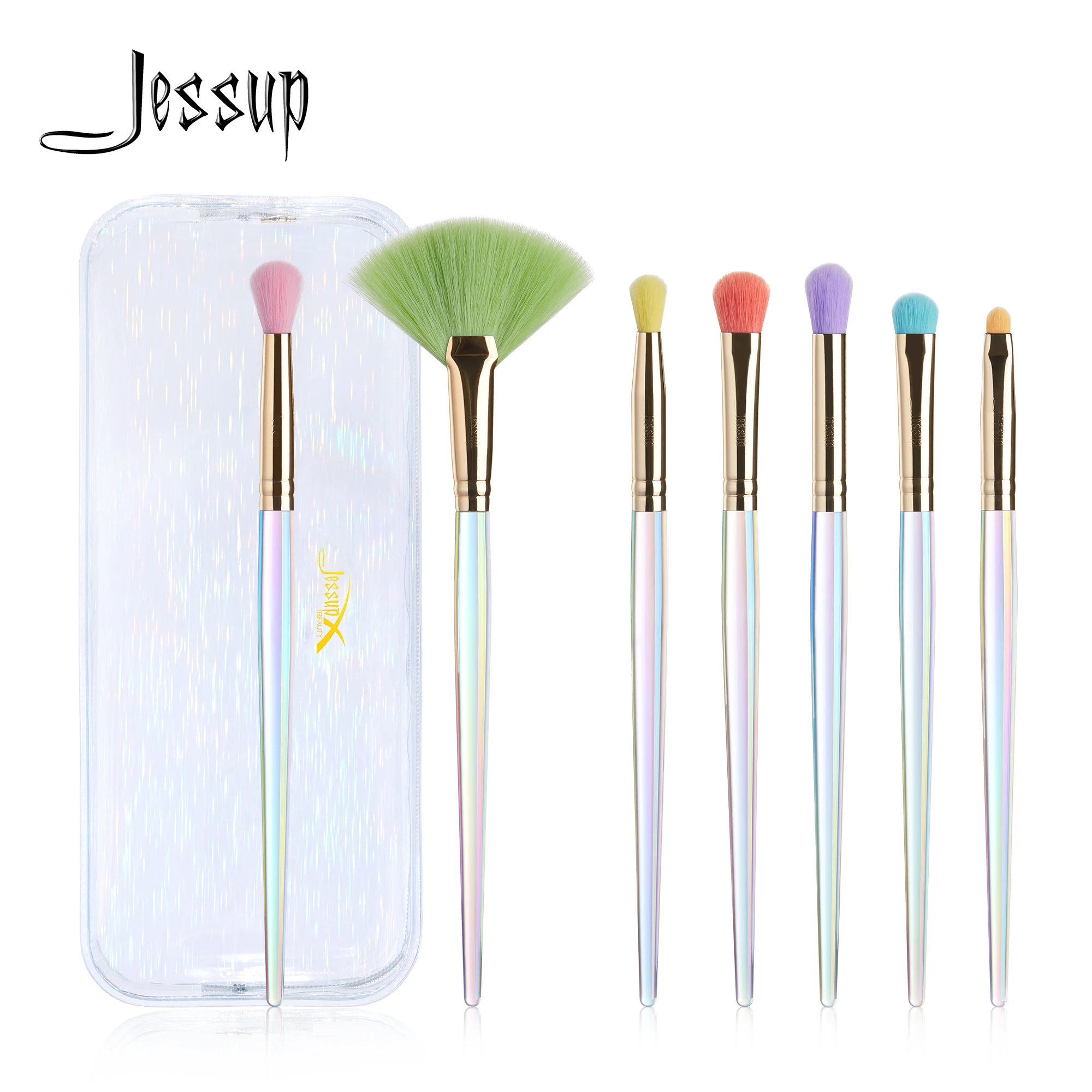 

Jessup Makeup Brushes Set 7PCS Brushes Eyeshadow Concealer Blending Contour Eye Brush Synthetic Hair with Cosmetic bag