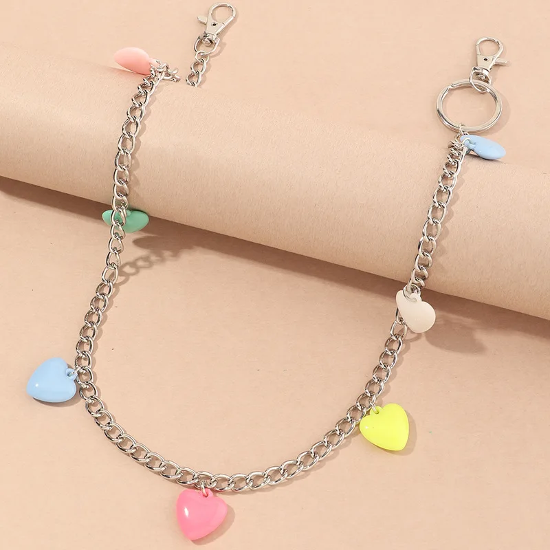 Цветной металлический брелок в форме сердца для женщин и девушек классный милый