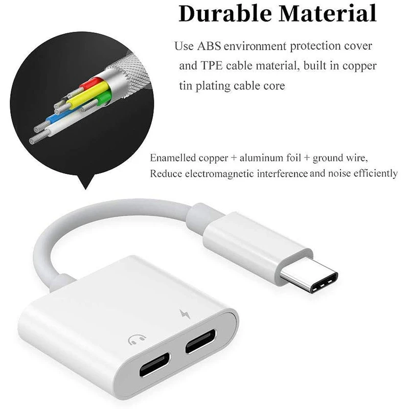 2 в 1 двойной адаптер для наушников USB-разветвитель AUX o зарядный конвертер Huawei Samsung