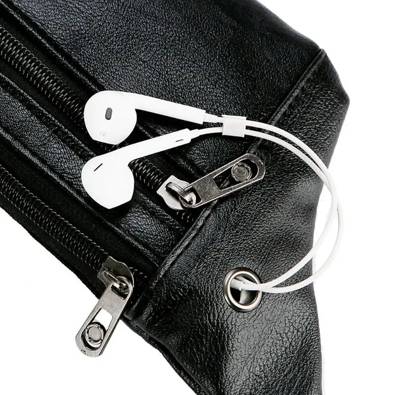 

Men PU Leather Belt Bum Waist Pouch Fanny Pack Crossbody Shoulder Sport Zip Bag