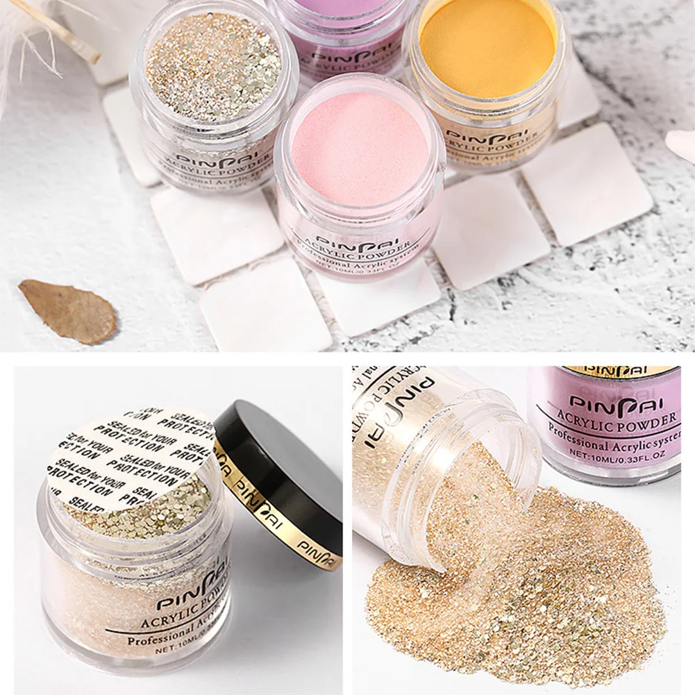 

14 Colors Nail Acrylic Powder Shimmer Glitter Nail Powder No LED/UV Needed Manicure Tool for Home Salon