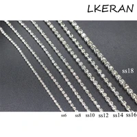 lkeran 5meterlot 7 sizes clear sew on crystal rhinestone chain silver base dense claw glass rhinestone trim diy accessories