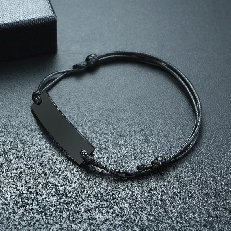 PERSONALIZED LEATHER TAG ID BRACELET CUSTOMIZE YOUR OWN MESSAGE INITIALS DATE NAME BIRTHDAY GIFT FOR HIM | Украшения и аксессуары