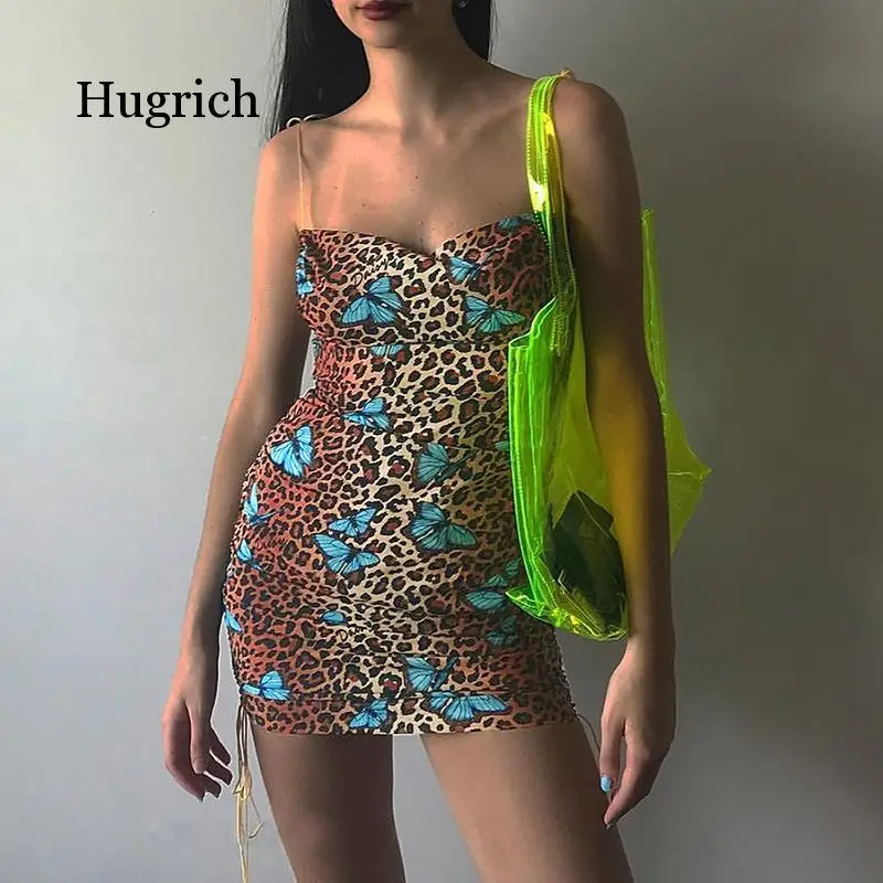 Женское сексуальное платье с леопардовым принтом бабочки модное женское на