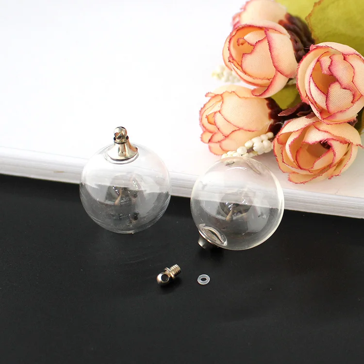 20MM Clear Ball 5 шт Пустой полый стеклянный шар с металлической винтовой крышкой и резиновым уплотнением стеклянный флакон-кулон, ювелирные изделия, поиск - Окраска металла: 20MM Clear Ball
