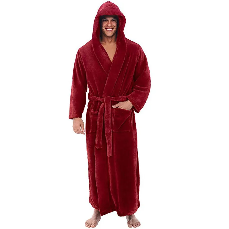inverno de alongado xale de banho casa roupas manga longa robe casaco homens robe albornoz hombre pele robe bath robe