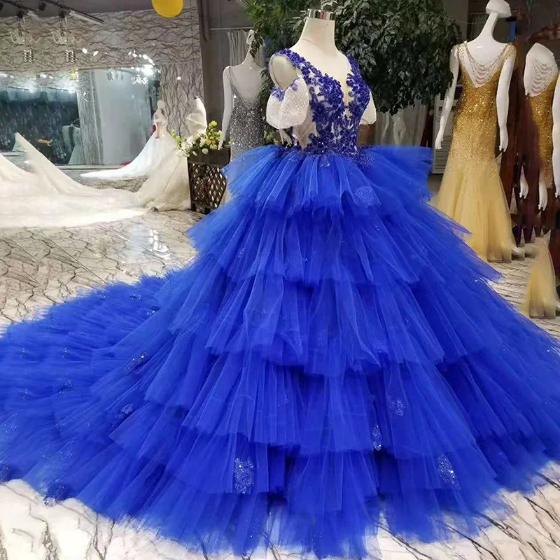 Синее вечернее платье с v образным вырезом без рукавов|Вечерние платья| |