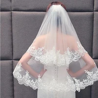 2021 elegant two layers lace bridal fingertip long veil with comb women wedding veil white ivory wedding accessories