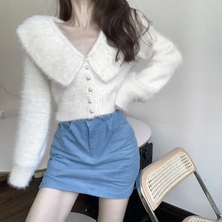 

Женский трикотажный кардиган с длинным рукавом, на осень и зиму