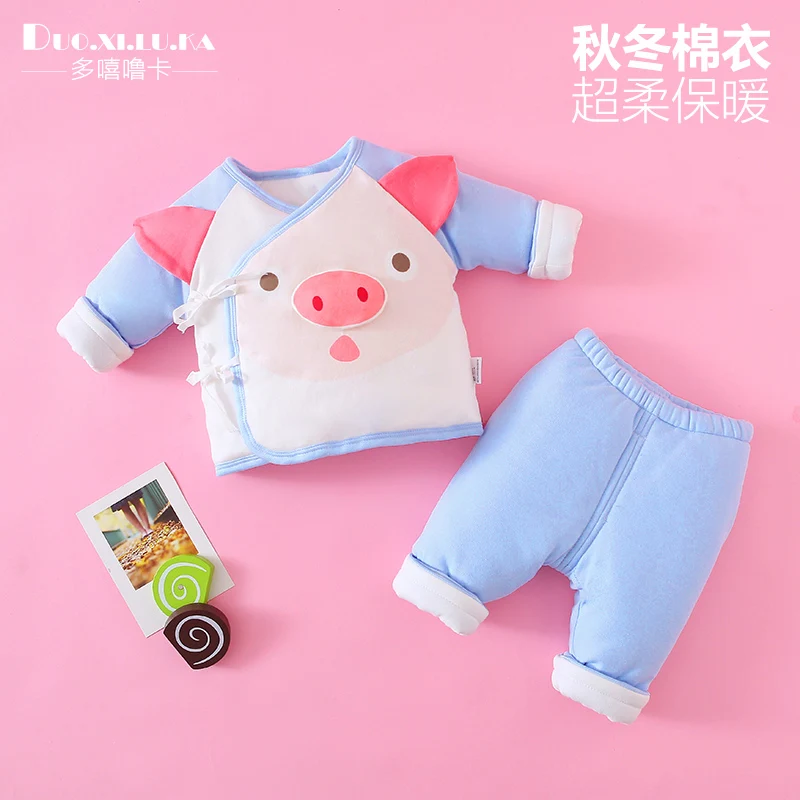 2019 зимняя одежда для новорожденных мальчиков и девочек из плотного хлопка