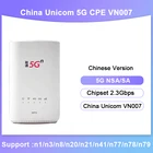 Разблокированный Китай Unicom 5G CPE VN007 Гбитс беспроводной CPE Pro с поддержкой Sim-карты 5G NSASA NR n1n3n8n20n21n41n77n78n79