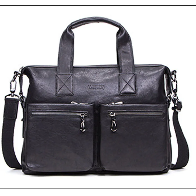 

Men'S Briefcase Messenger Shoulder Bags Large Capacity Handbag Business High Quality Leather Computer Bags Laptop Multifunction