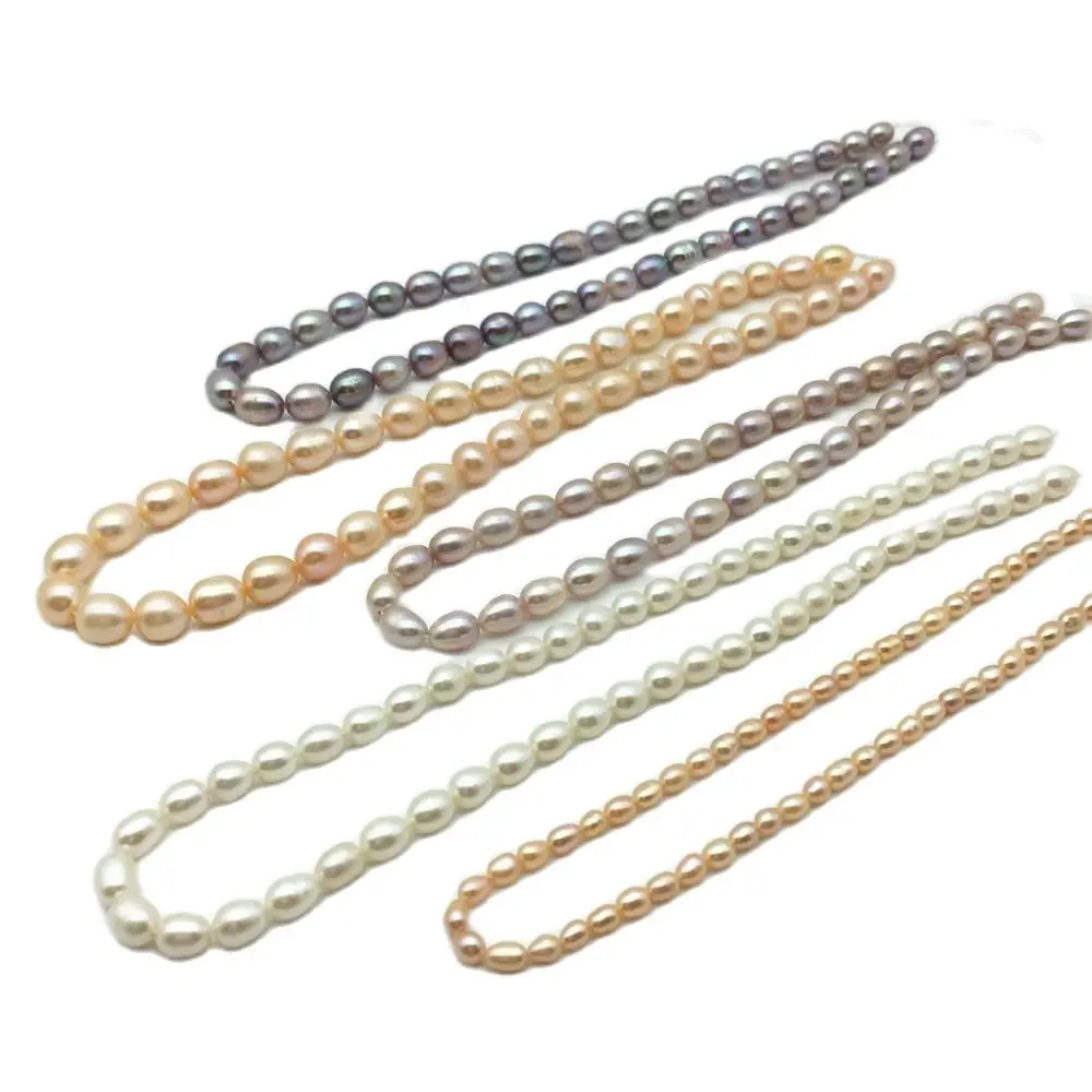 

MADALENA SARARA 6-7mm Rice Shape Freshwater Pearl Strand DIY Women Necklace Jewelry Making -C