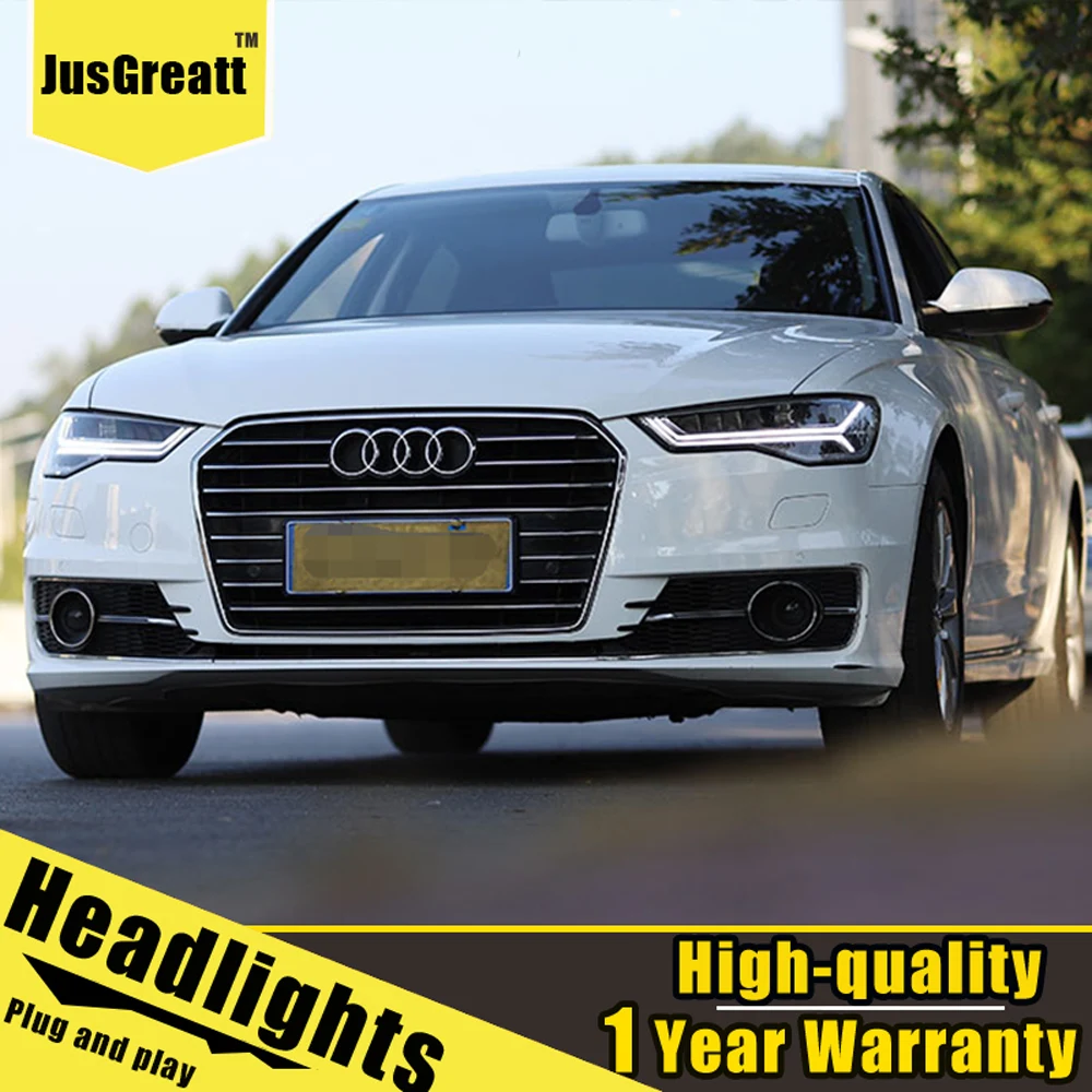 

A Pair For Audi A6L LED Headlights 2012-2018 A6L HID Head Lamps Bi Xenon Beam Fog Daytime Running Lights Dynamic Turn
