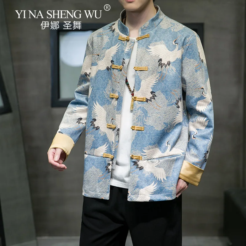 Традиционное китайское платье искусственное с рисунком журавлей