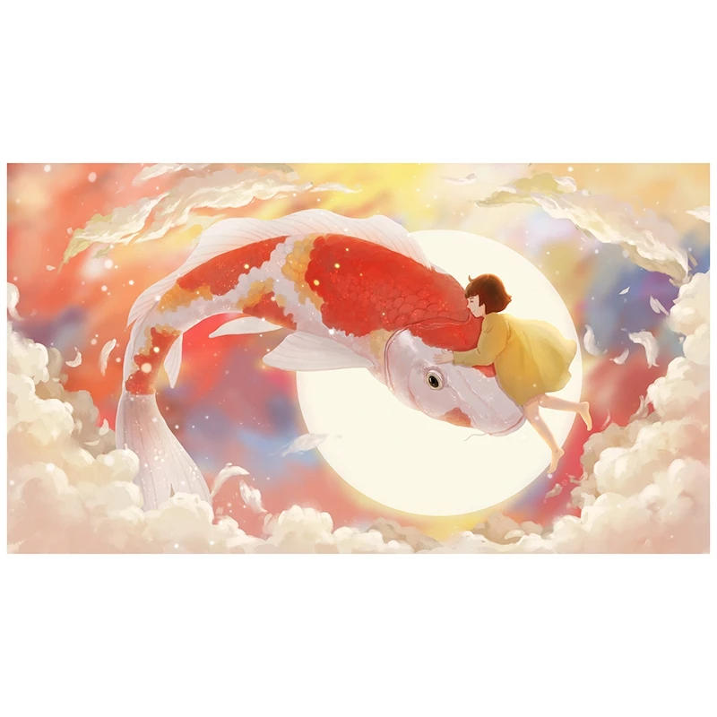 

Алмазная живопись «сделай сам», алмазная вышивка, круглая смола, алмазная вышивка, домашний Настенный декор, 30x40 см, девушка-кои